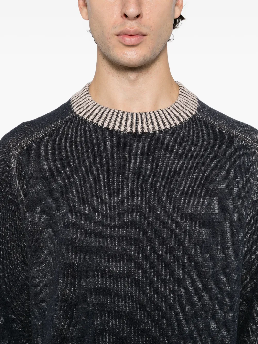 Ymc You Must Create Ymc Two-tone Fine-knit Sweatshirt In Gray