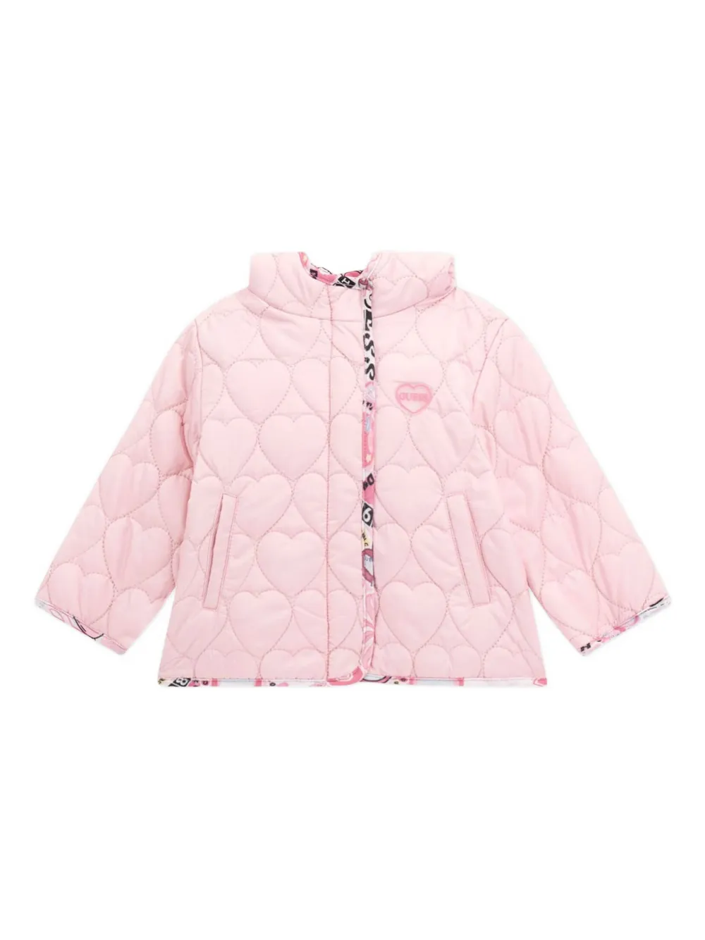 Guess kids heart-quilted hooded jacket Roze