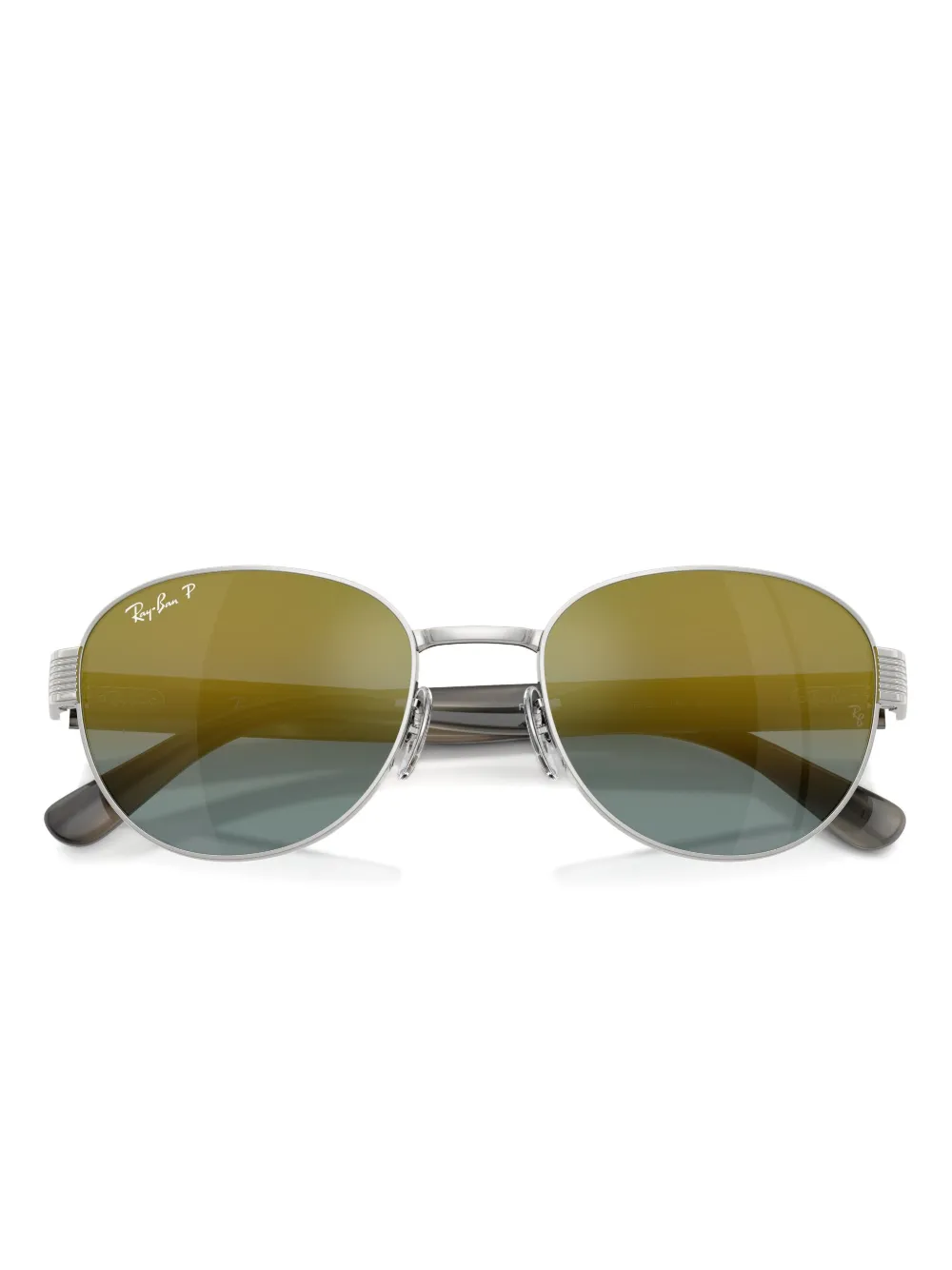 Ray Ban Rb3766ch Chromance Sunglasses Striped Grey Frame Gold Lenses Polarized 54-20 In Green