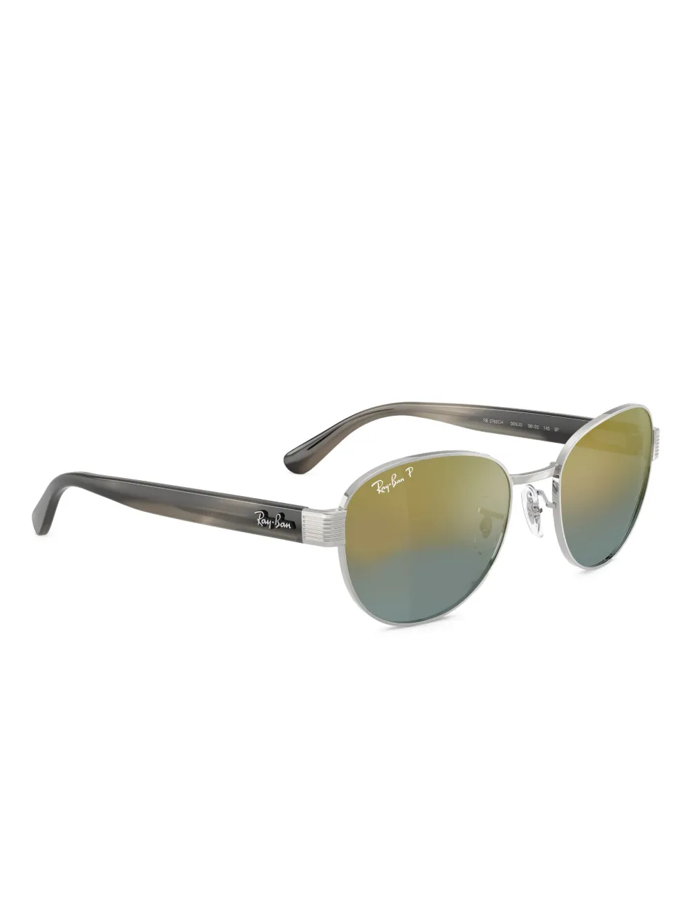 Ray Ban Rb3766ch Chromance Sunglasses Striped Grey Frame Gold Lenses Polarized 54-20 In Green