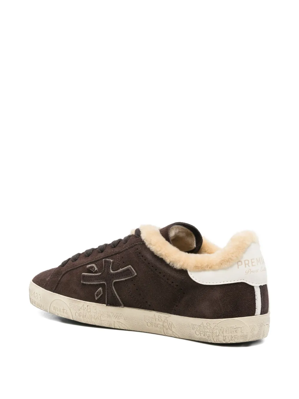 Premiata Steven suède sneakers met lammy voering Bruin