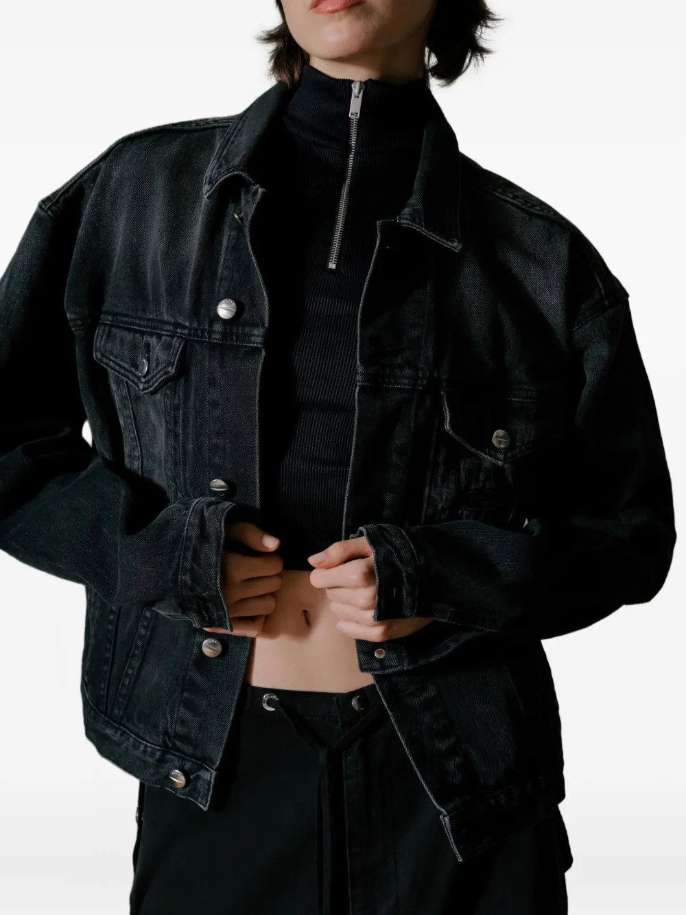 Rhude Buttoned Denim Jacket In Black
