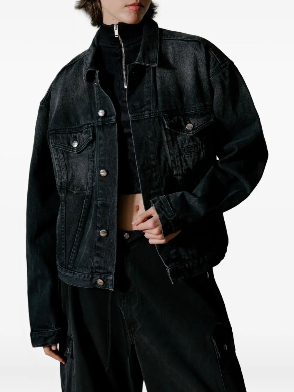 Rhude Buttoned Denim Jacket In Black