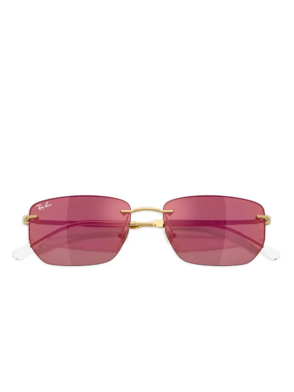 Ray-Ban Women\'s Rimless Pink Sunglasses Ray-Ban Xime Rimless Sunglasses RB 3730 004/84 Polished  main image 4