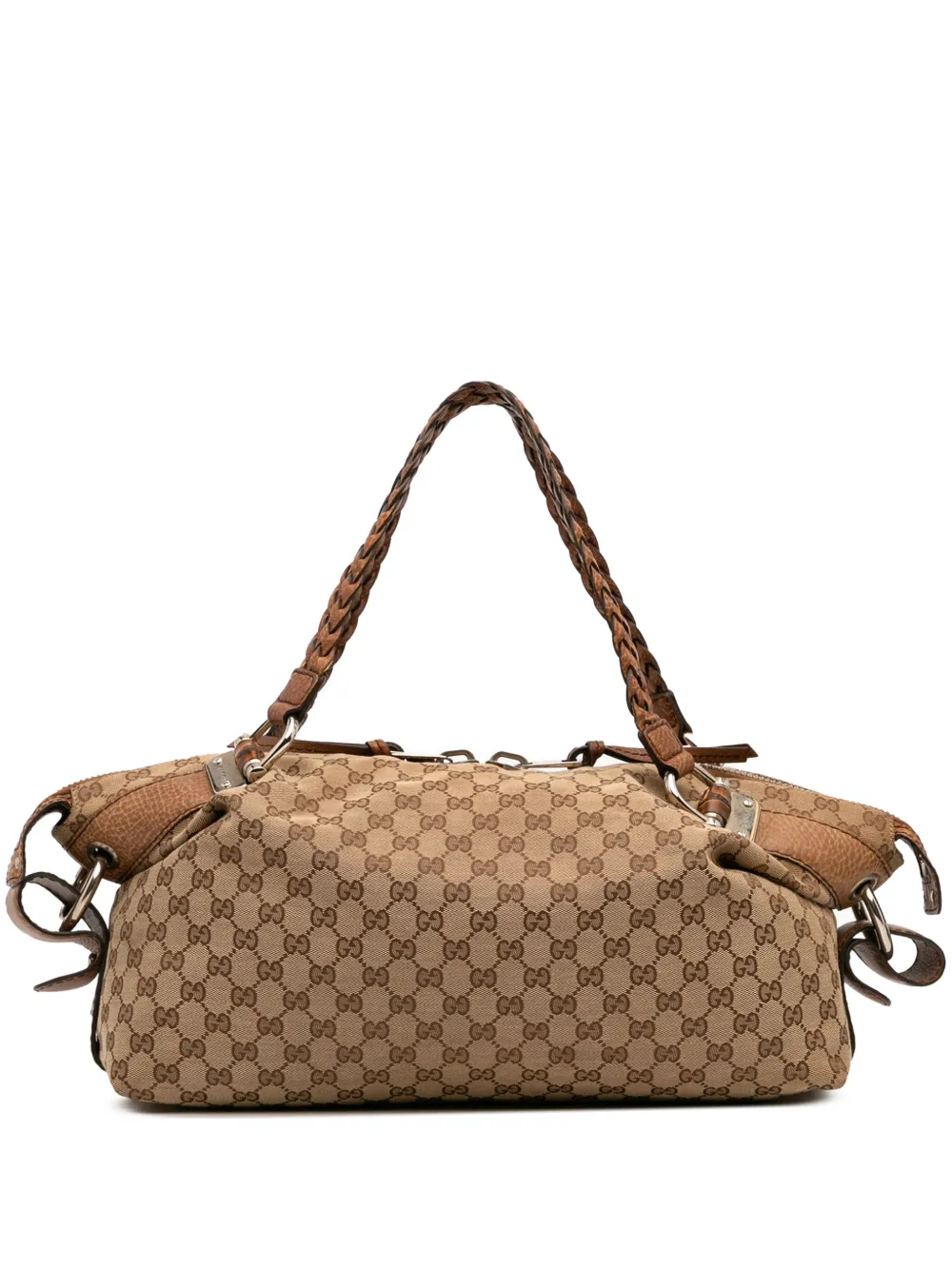 Gucci Pre-Owned 2016-2025 ミディアム GGキャンバス バンブー バー ハンドバッグ - ブラウン Gucci Pre-Owned 2016-2025 ミディアム GGキャンバス バンブー バー ハンドバッグ - ブラウン