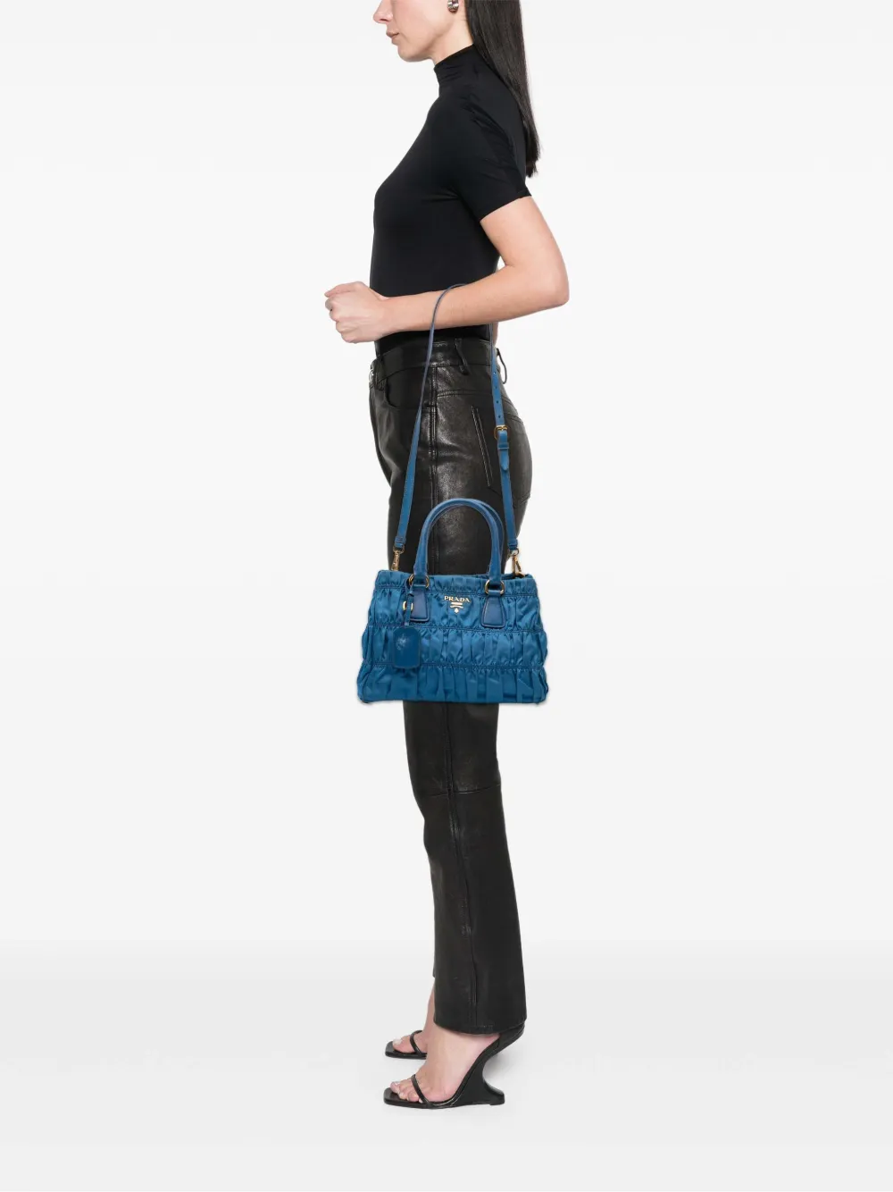 Pre-owned Prada 2010-2025 Tessuto Gaufre Satchel In Blue