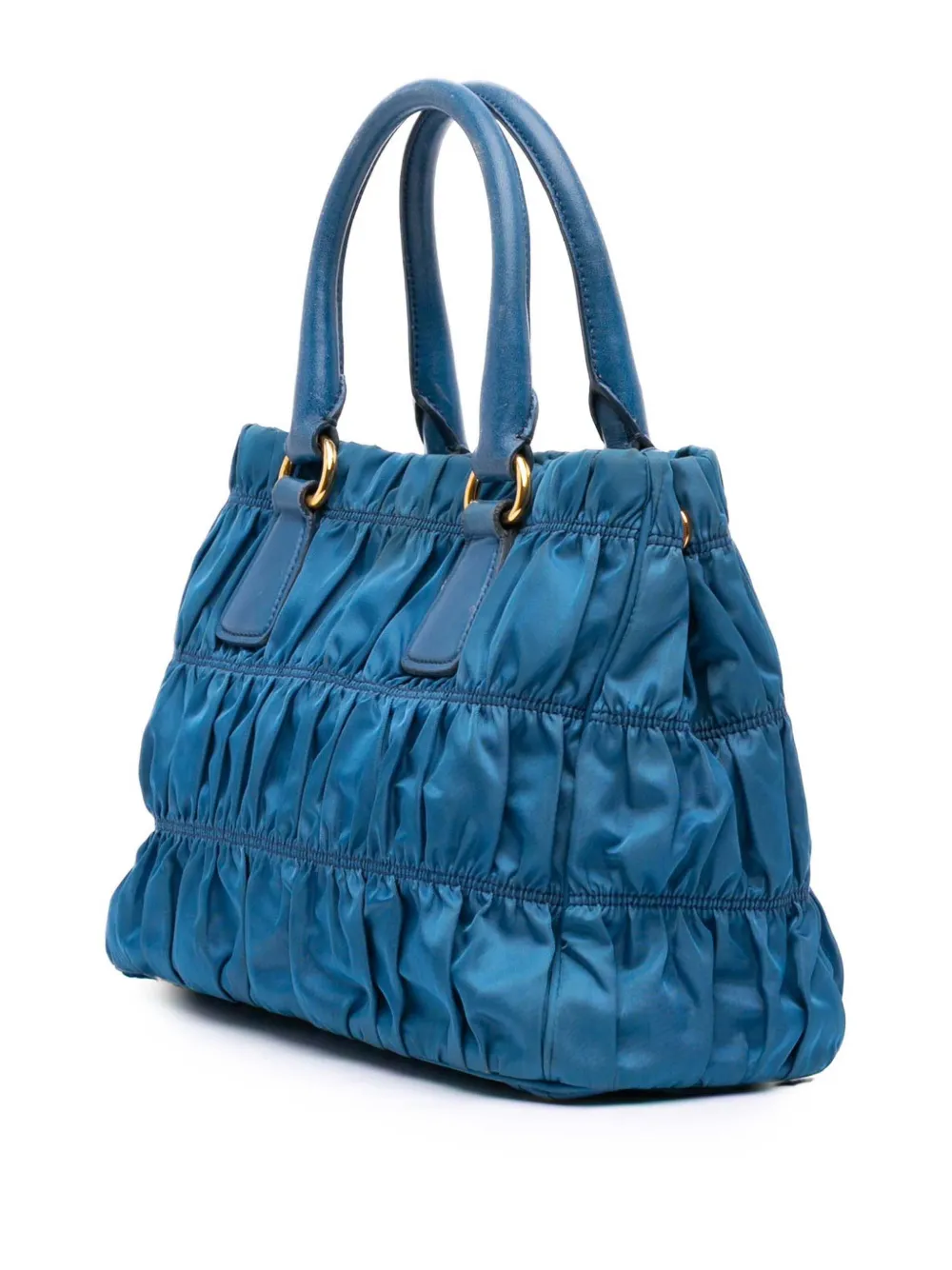 Pre-owned Prada 2010-2025 Tessuto Gaufre Satchel In Blue