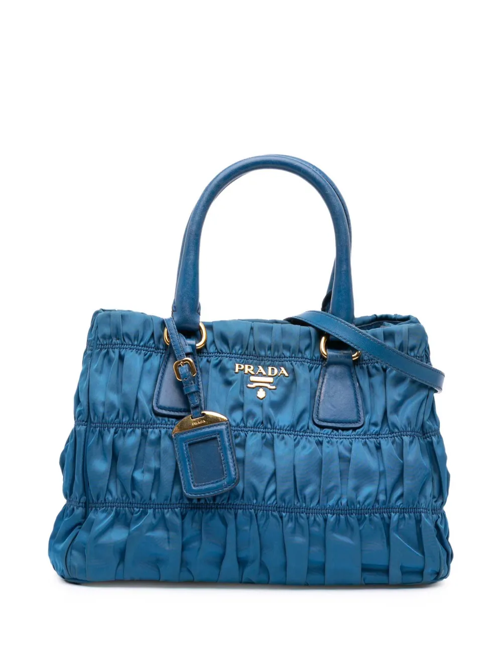 Prada Pre-Owned 2010-2025 テスート ゴーフル サッチェルバッグ - ブルー Prada Pre-Owned 2010-2025 テスート ゴーフル サッチェルバッグ - ブルー