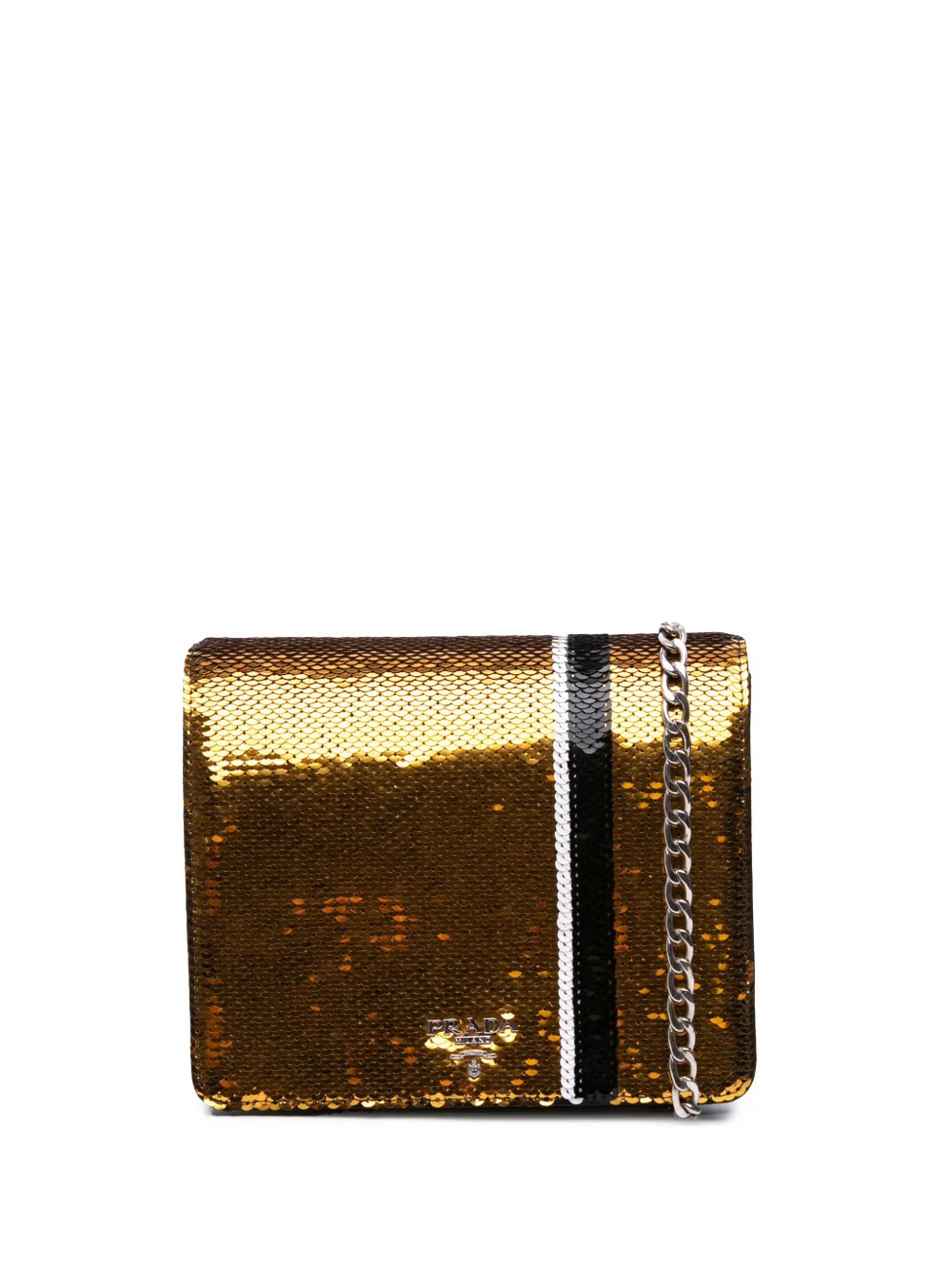 Prada Pre-Owned 2013-2025 パイエット バイアデラ ショルダーバッグ - ゴールドトーン Prada Pre-Owned 2013-2025 パイエット バイアデラ ショルダーバッグ - ゴールドトーン