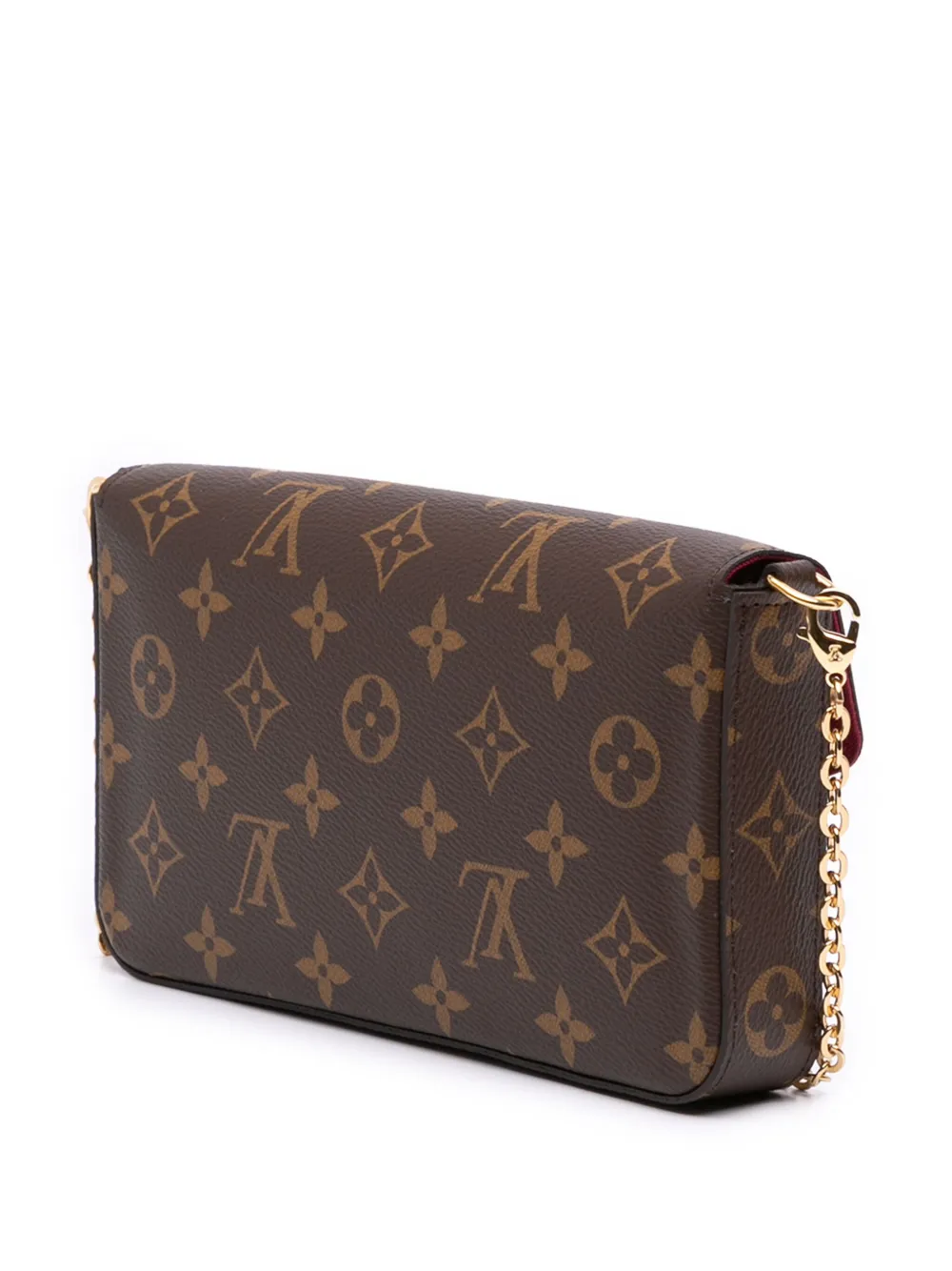 Pre-owned Louis Vuitton 2021-2025 Monogram Pochette Felicie Crossbody Bag In Brown