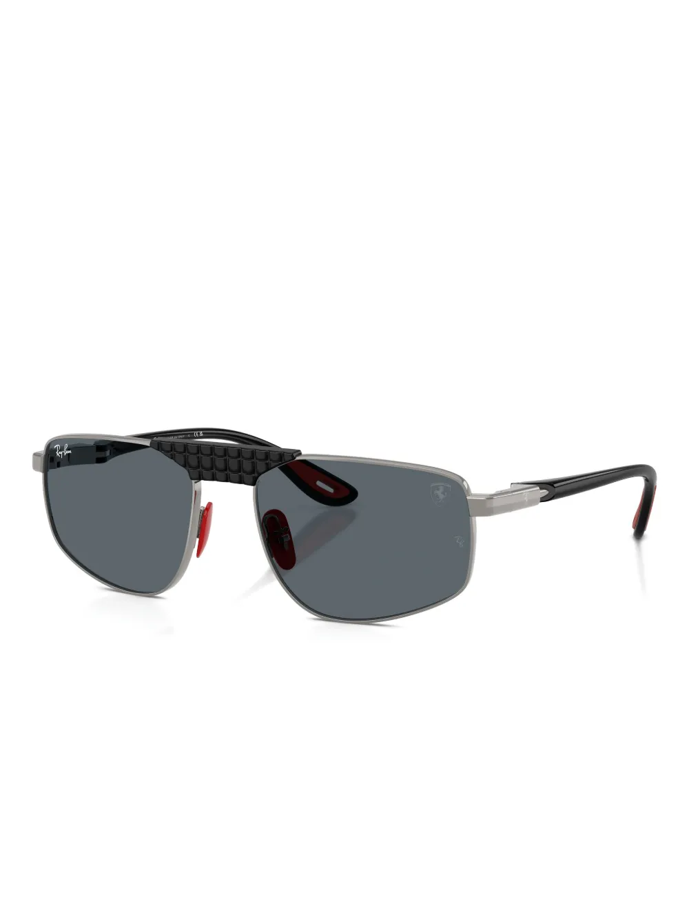 Ray Ban Geometric-frame Textured Sunglasses In Silver