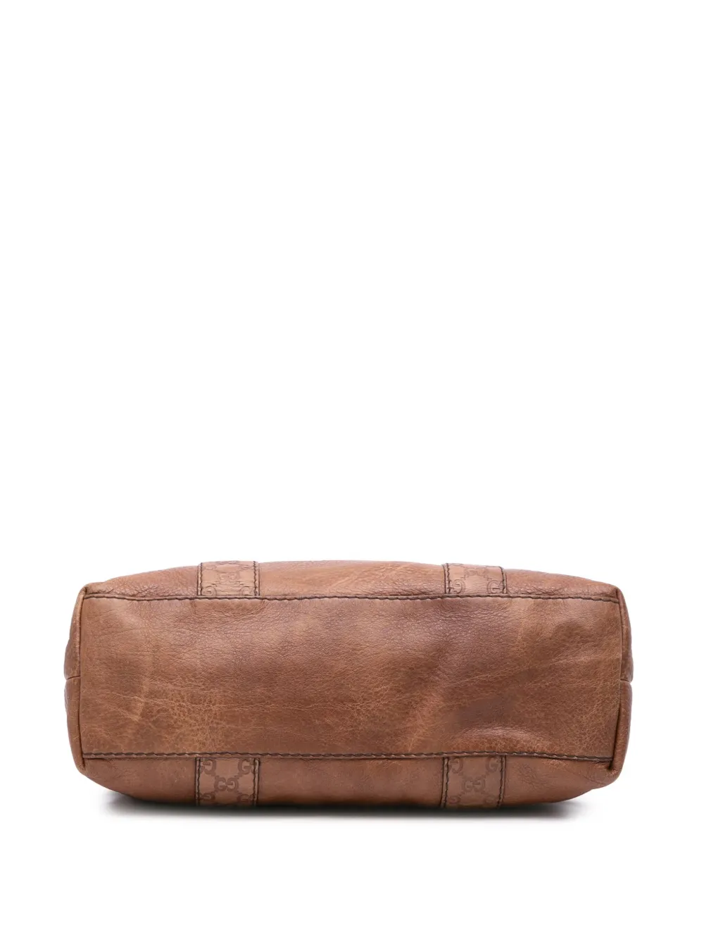 Pre-owned Gucci 2016-2025 Ssima Trimmed Leather Bamboo Libeccio Tote Bag In Brown