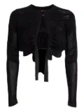 High tie-front textured knit bolero - Black