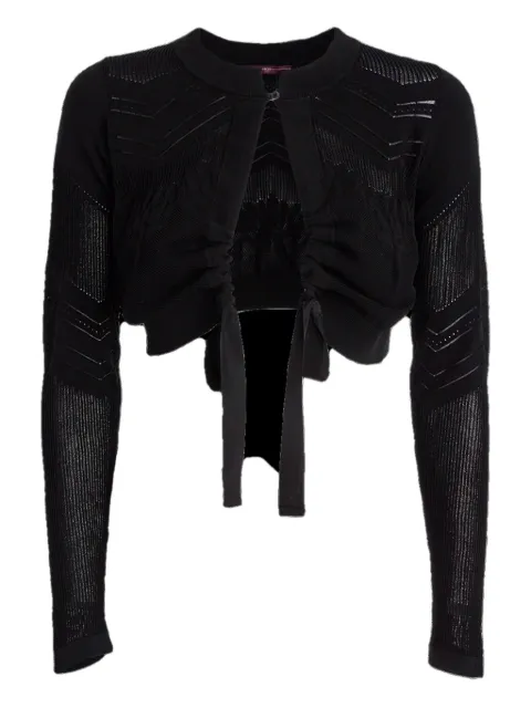 High tie-front textured knit bolero