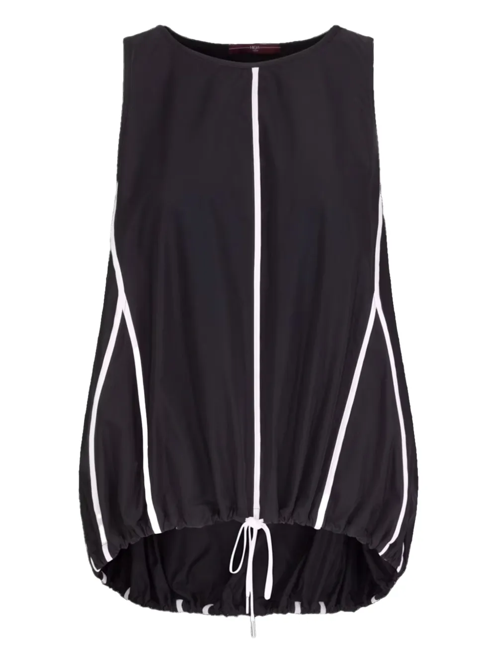 High Drawstring Panelled Top In Black