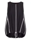 High drawstring panelled top - Black
