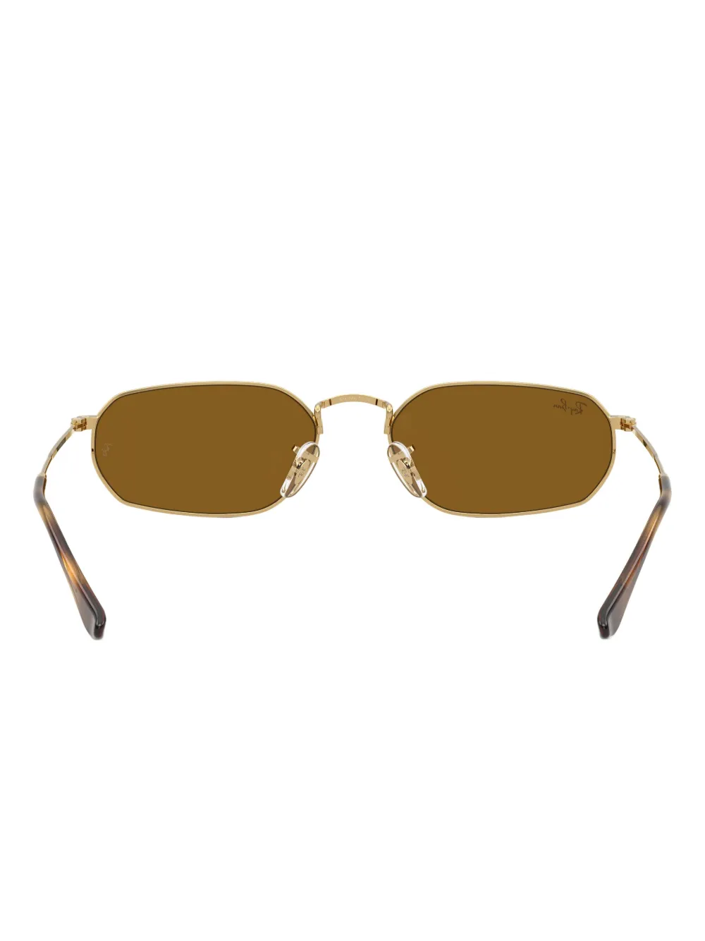 Ray Ban Oval-frame Tinted Sunglasses In Gold