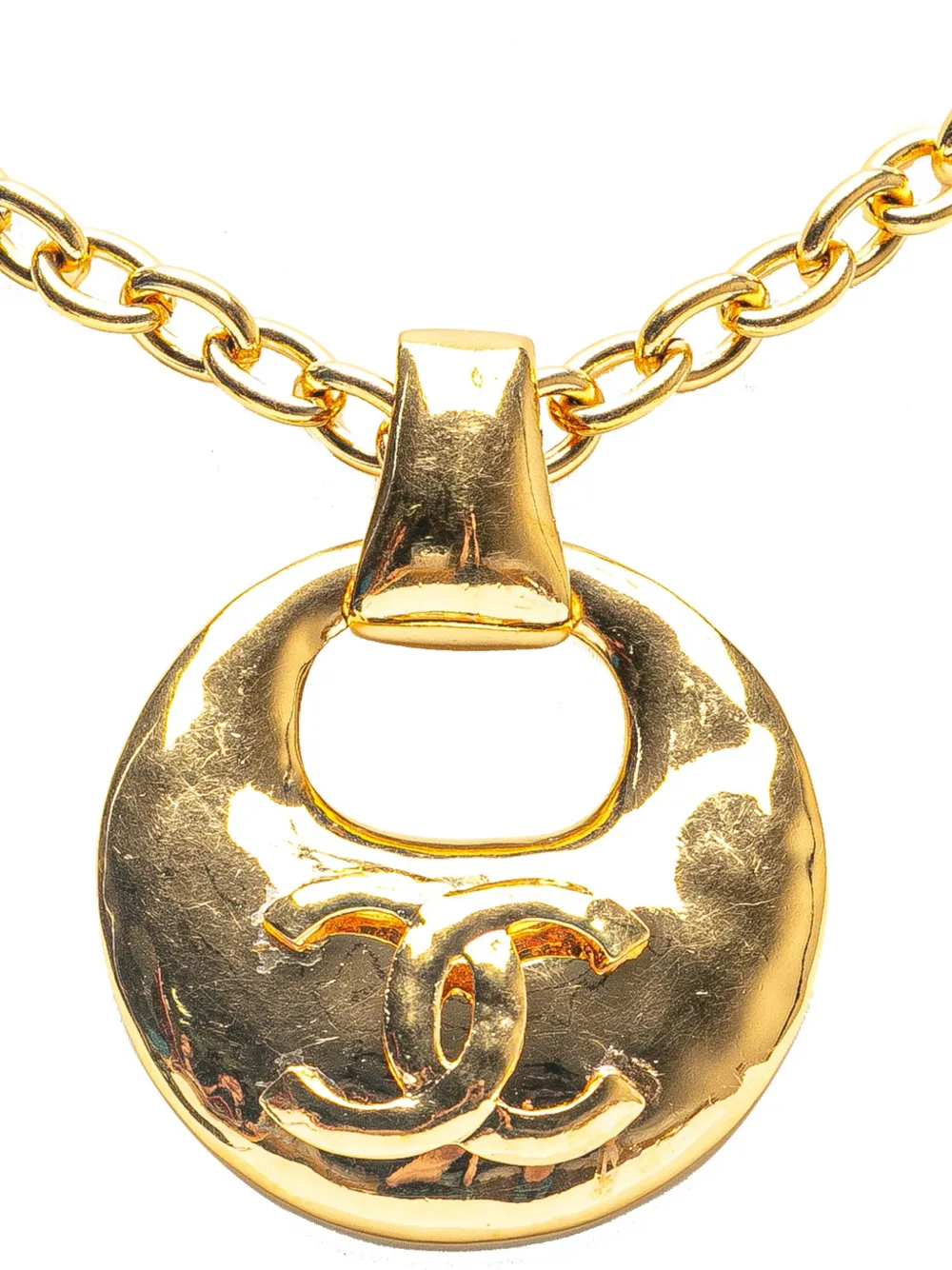 CHANEL Pre-Owned 1993 ゴールドプレーテッド ココマーク サークル ペンダント コスチューム ネックレス - CHANEL Pre-Owned 1993 ゴールドプレーテッド ココマーク サークル ペンダント コスチューム ネックレス -
