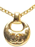 CHANEL Pre-Owned 1993 Gold Plated CC Logo Circle Pendant Necklace costume necklace