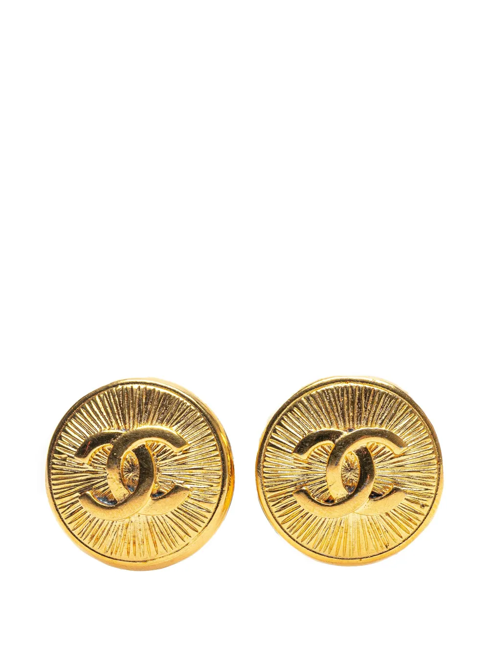 CHANEL Pre-Owned 20th Century ゴールドプレーテッド ココマーク ラウンド クリップオン コスチューム CHANEL Pre-Owned 20th Century ゴールドプレーテッド ココマーク ラウンド クリップオン コスチューム