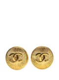 CHANEL Pre-Owned 20th Century Gold Plated CC Round Clip On Earrings costume earrings
