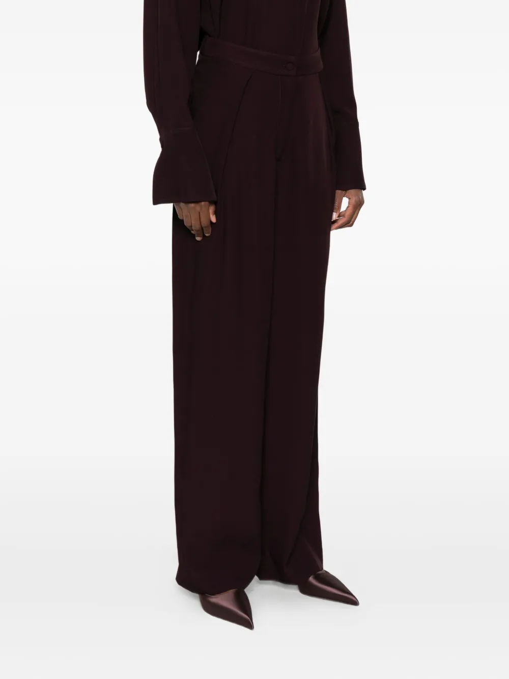 Raquel Diniz Bordeaux Wide-leg Trousers With High Waist In Brown
