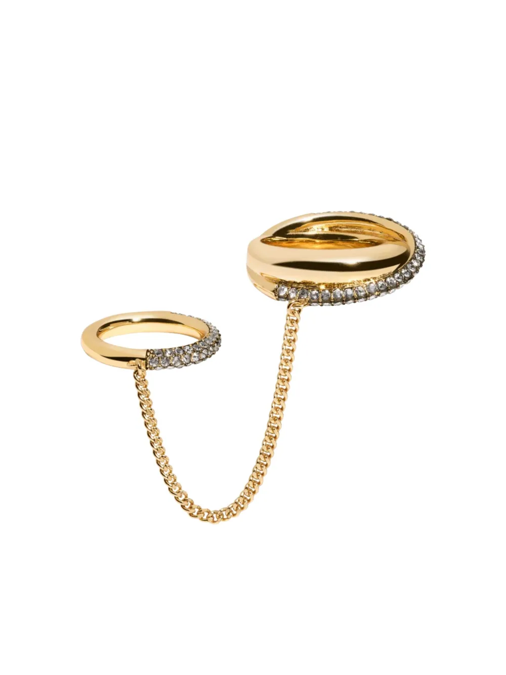 Demarson New York Maxwell Crystal-embellished Double-ring In Gold