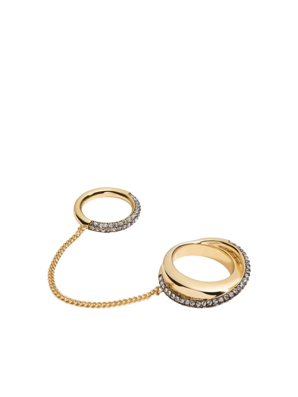 Demarson New York Maxwell Crystal-embellished Double-ring In Gold