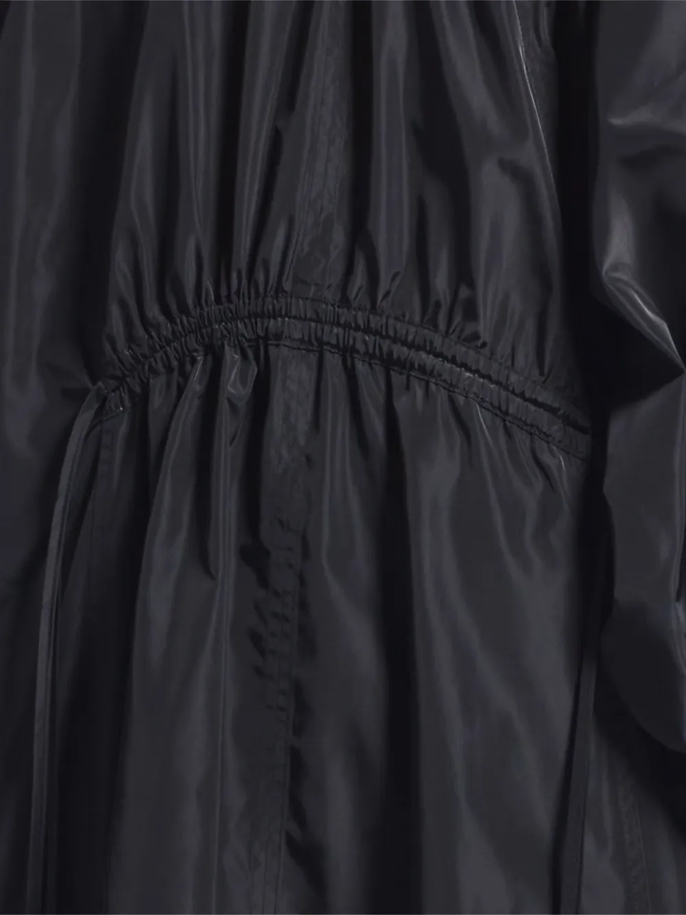 High Drawstring Hooded Coat In Black