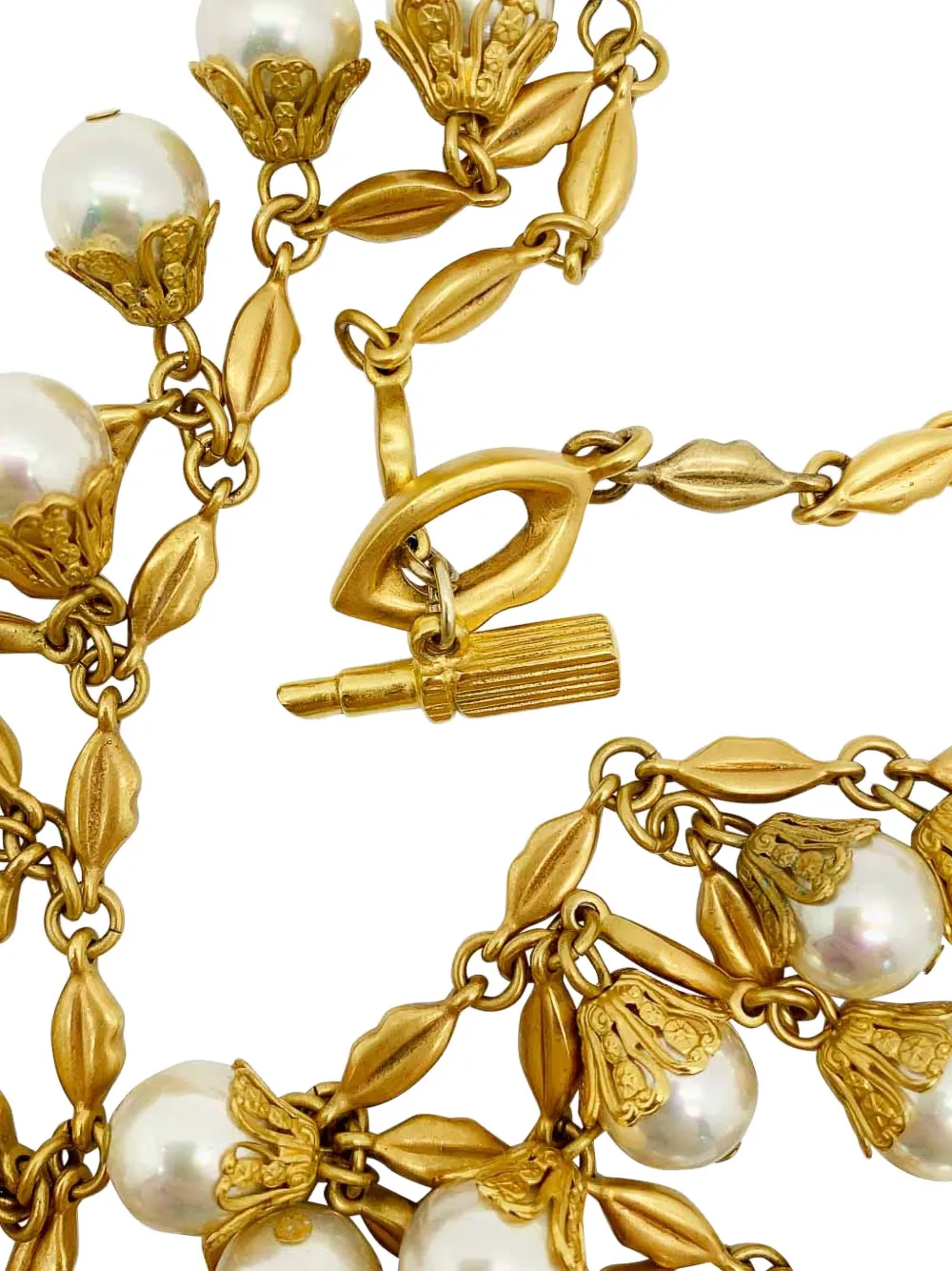Pre-owned Jennifer Gibson Jewellery 2000s Pearl-cascade Necklace In Gold