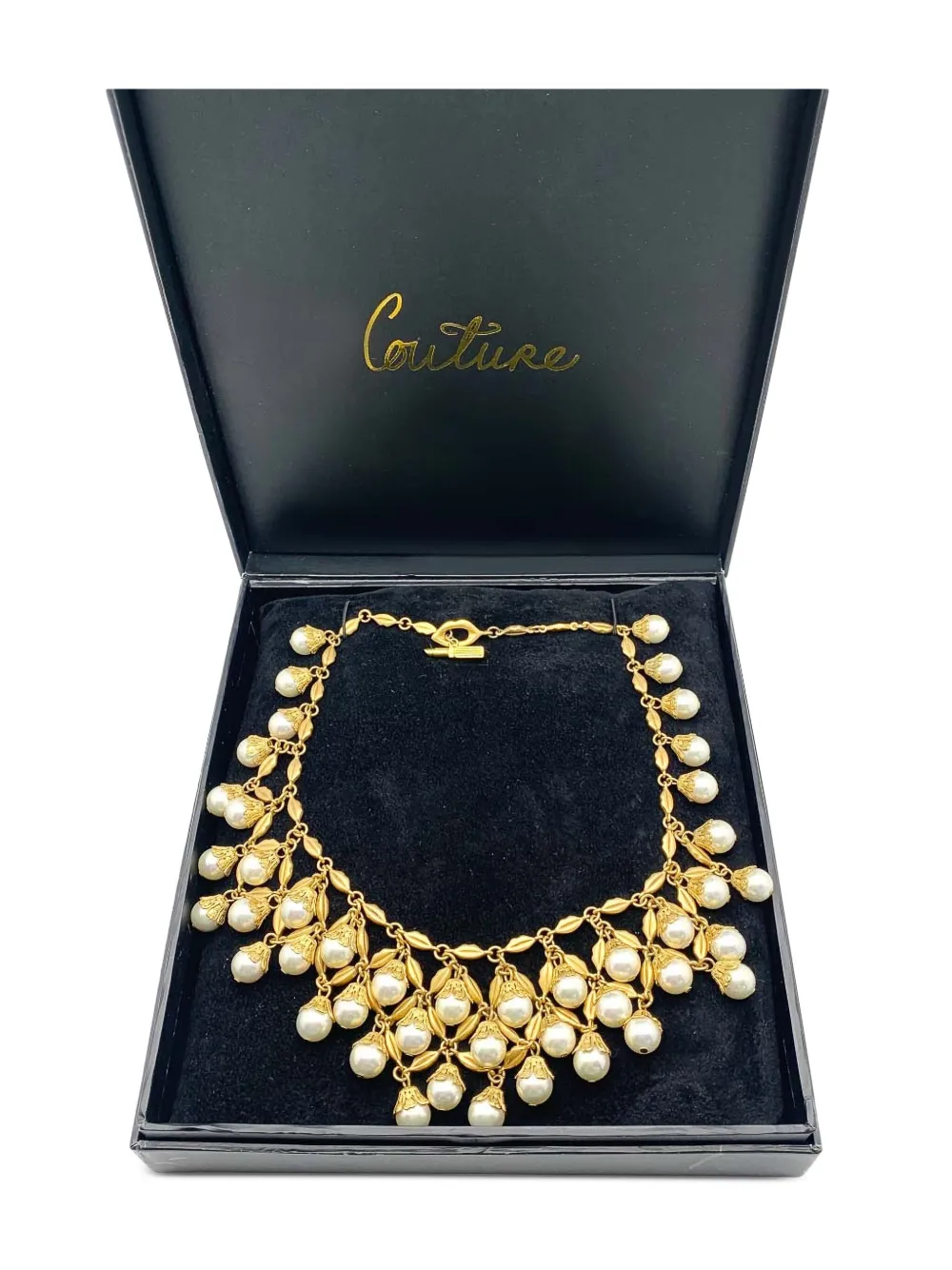 Pre-owned Jennifer Gibson Jewellery 2000s Pearl-cascade Necklace In Gold