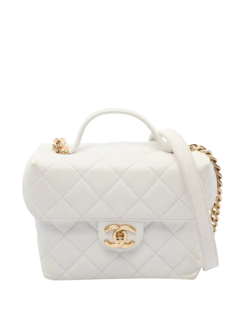 CHANEL Pre-Owned 2021-2025 マトラッセ キャビア ハンディボックス バニティケースウィズチェーン サッチェルバッグ CHANEL Pre-Owned 2021-2025 マトラッセ キャビア ハンディボックス バニティケースウィズチェーン サッチェルバッグ