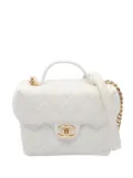 CHANEL Pre-Owned 2021-2025 Quilted Caviar Handy Box Vanity Case with Chain satchel - White