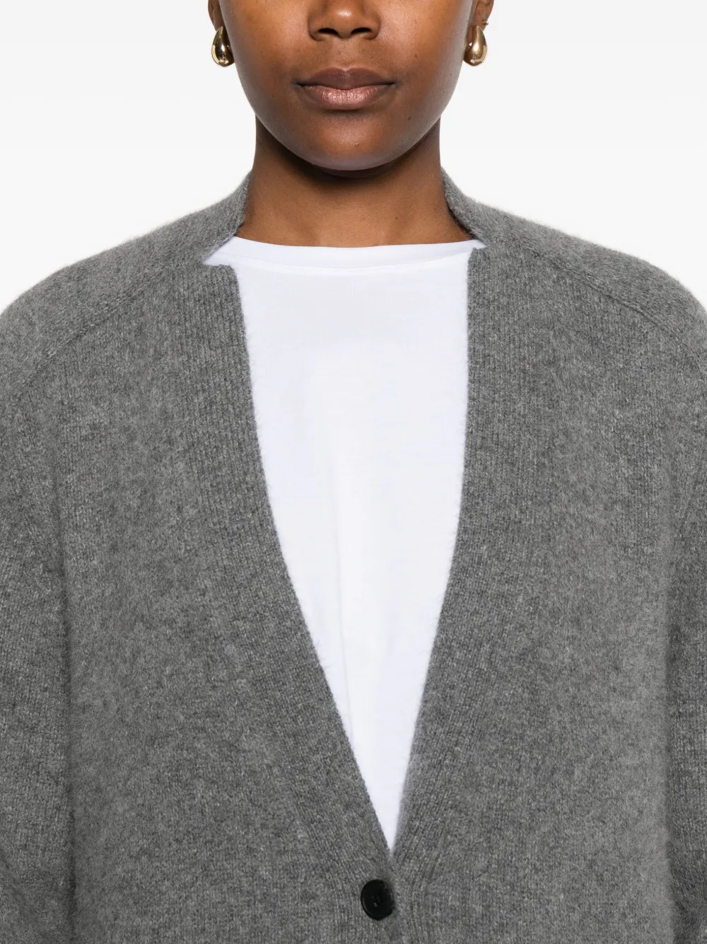 Loulou De Saison Smet Yak Buttoned Patch-pocket Cardigan In Gray