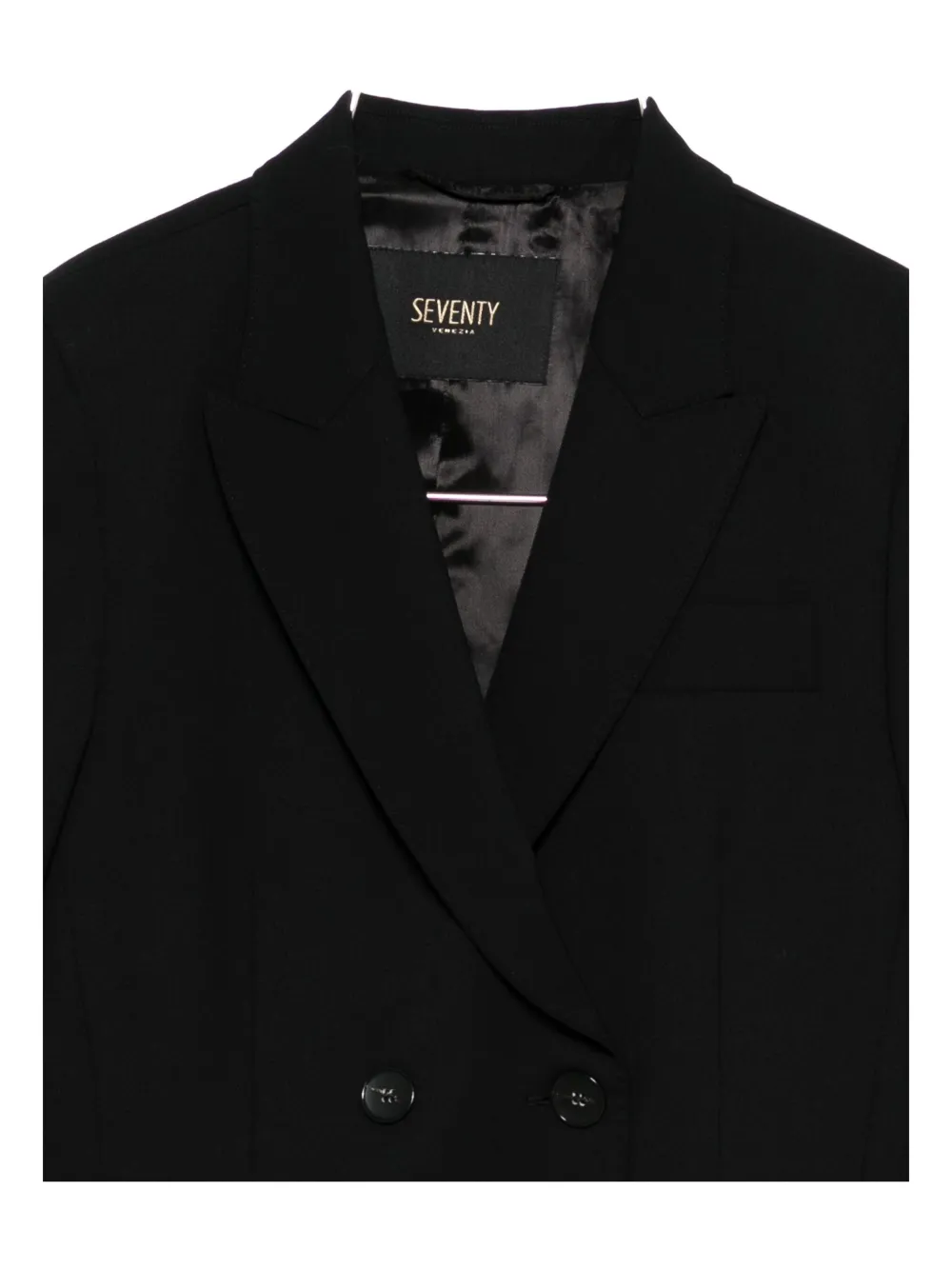 Seventy Double-breasted Button Blazer In Black