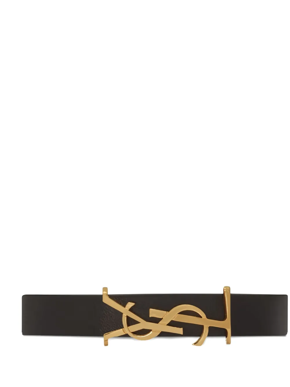 Saint Laurent Logo-plaque Leather Bracelet In Black
