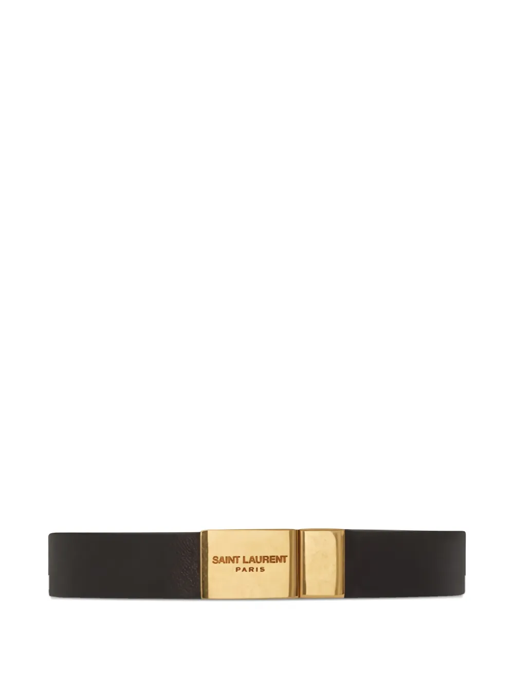 Saint Laurent Logo-plaque Leather Bracelet In Black
