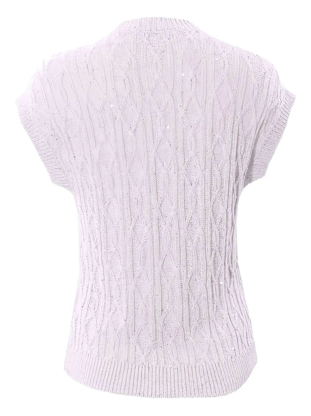 Eleventy sequin-embellished cable-knit top Beige