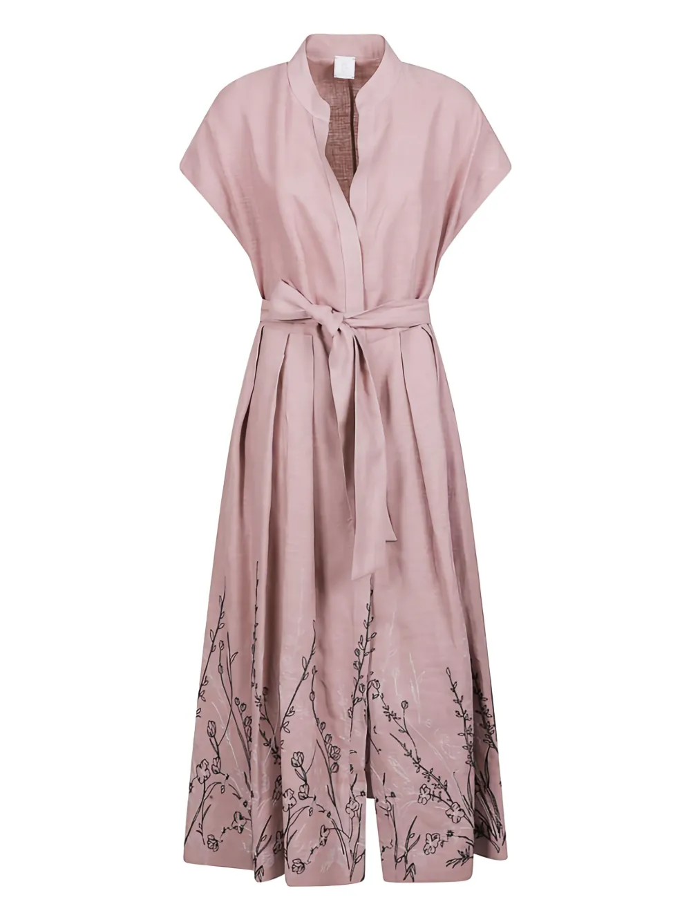 Eleventy floral-embroidered belted maxi dress - ピンク Eleventy floral-embroidered belted maxi dress - ピンク
