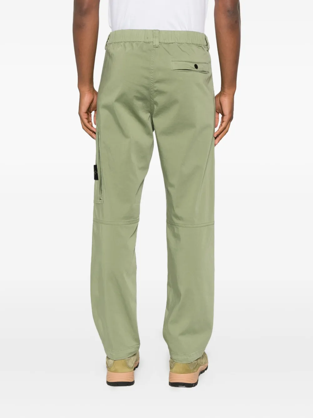 Stone Island Logo-patch Panelled Trousers In Green