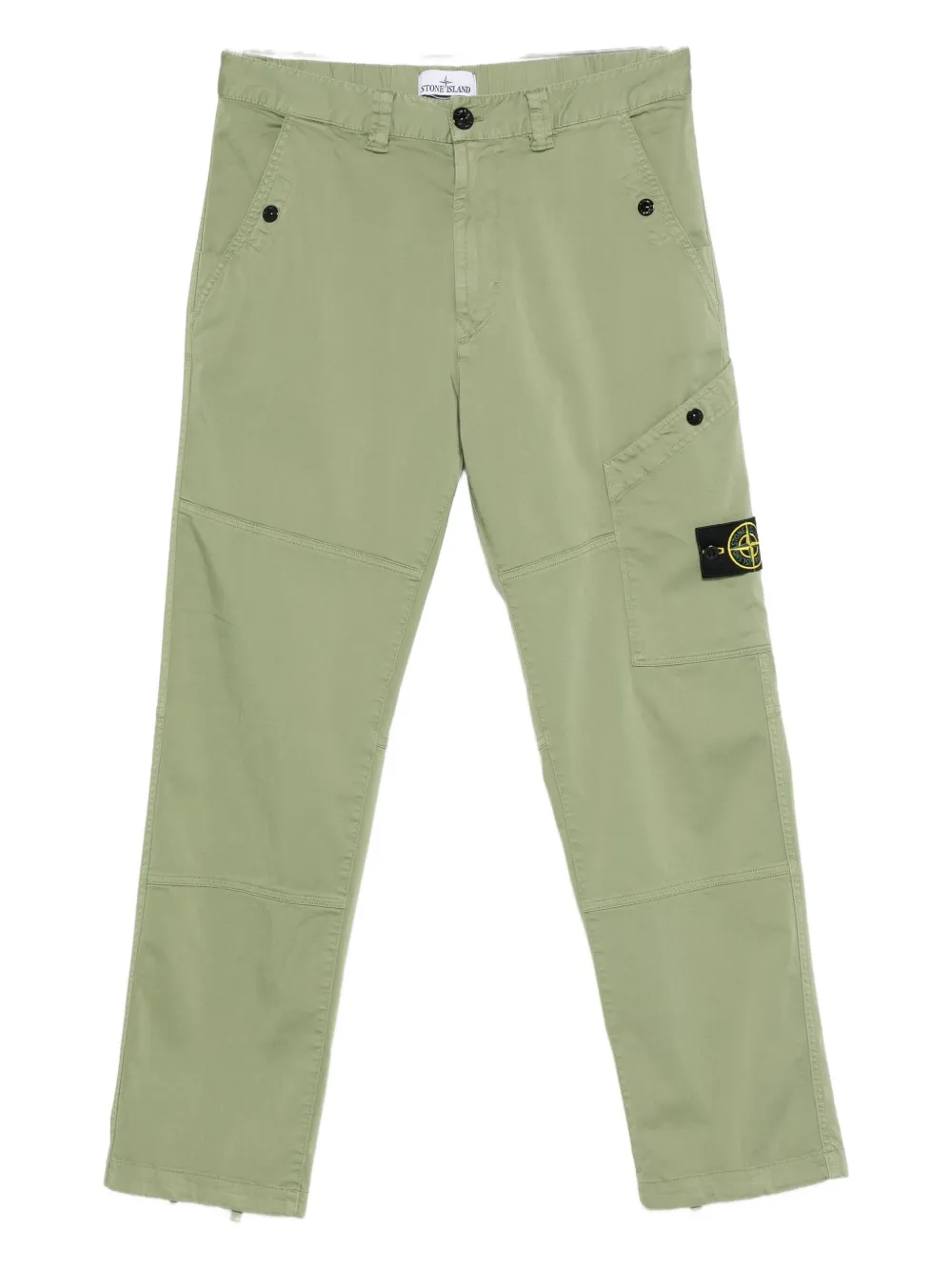 Stone Island Logo-patch Panelled Trousers In Green