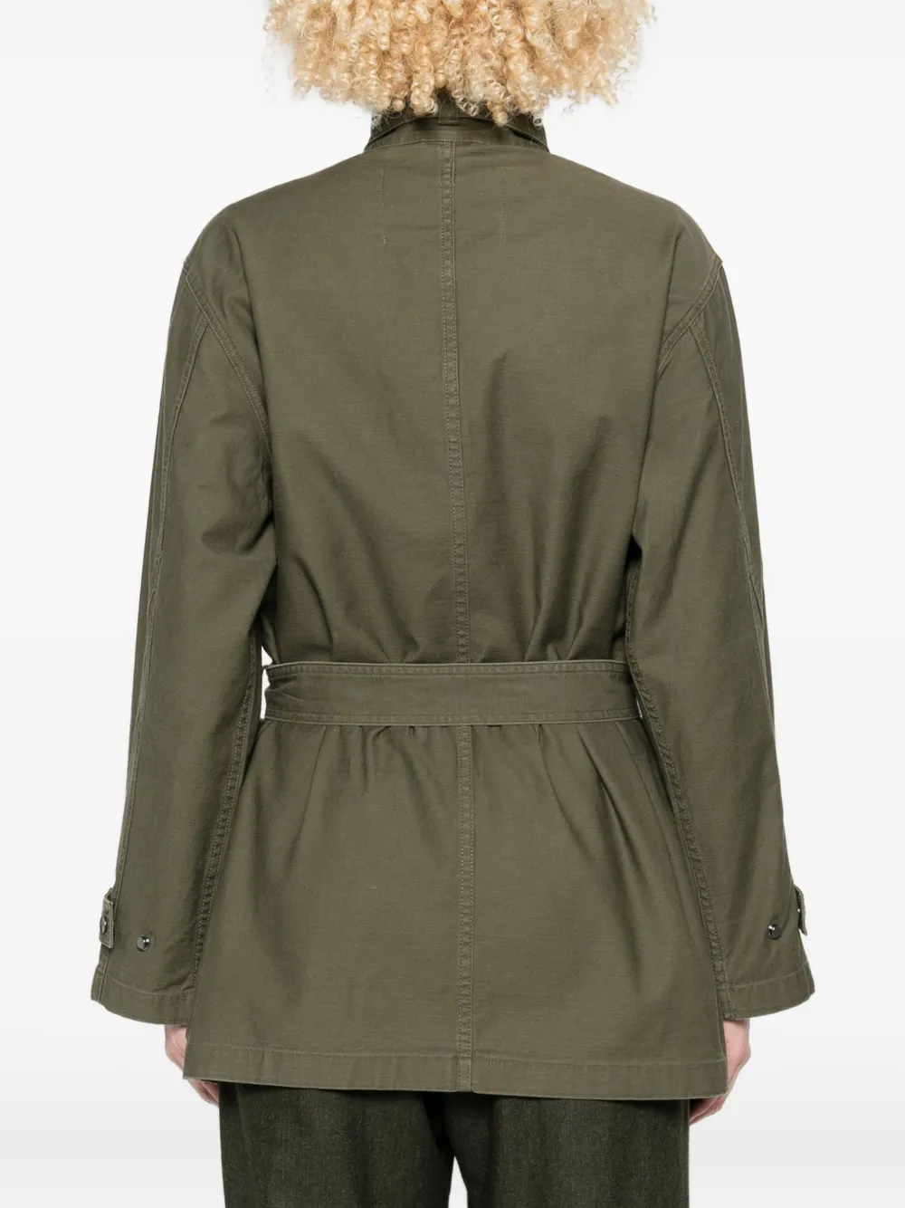 Closed Katoenen jas met ceintuur Groen