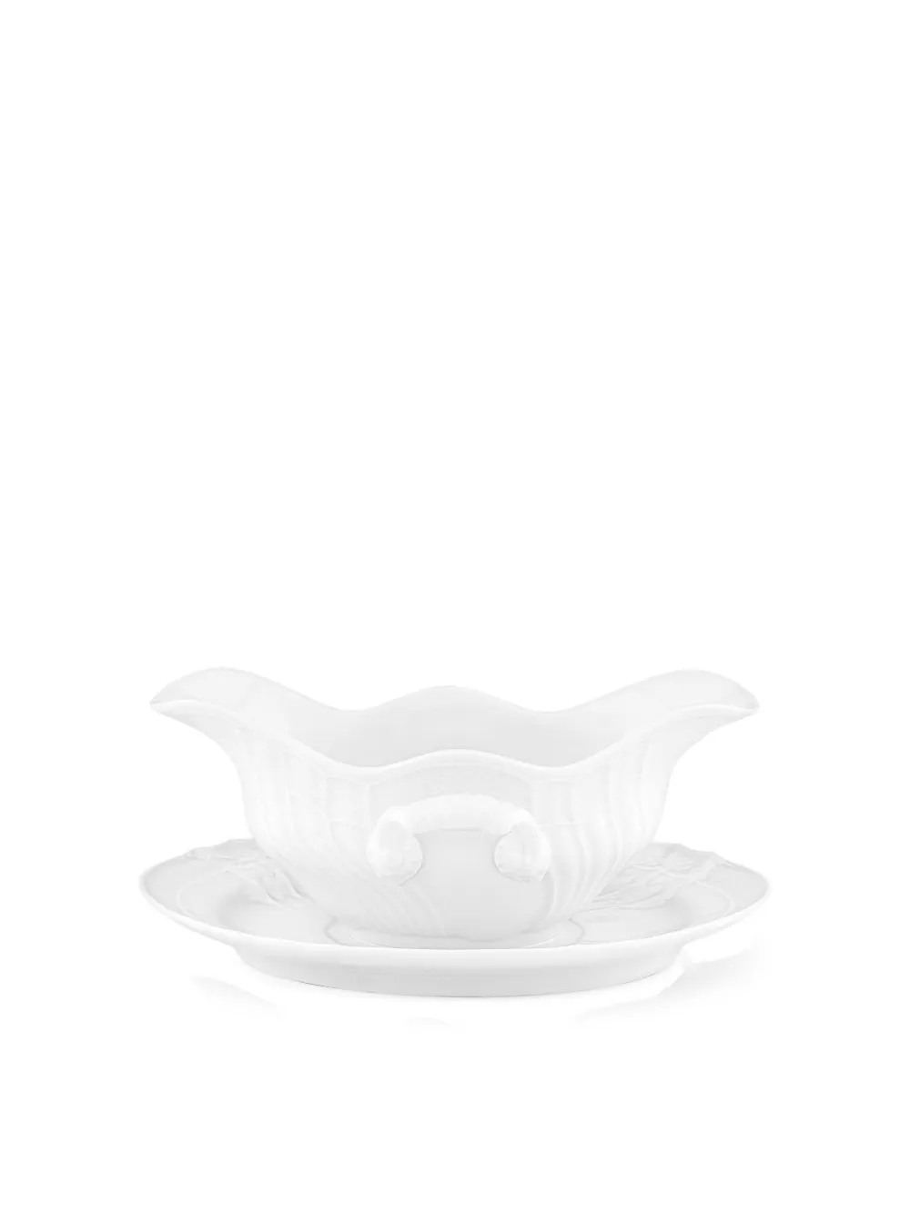 GINORI 1735 embossed handled gravy boat (14.2cm) | White | Image 1