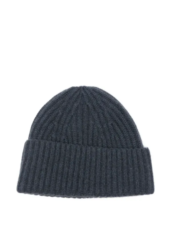 Lisa Yang Martigny Ribbed Cashmere Beanie Hat in Blue