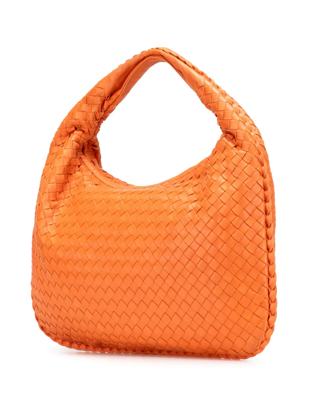 Pre-owned Bottega Veneta 2008 Small Nappa Intrecciato Veneta Hobo Bag In Orange