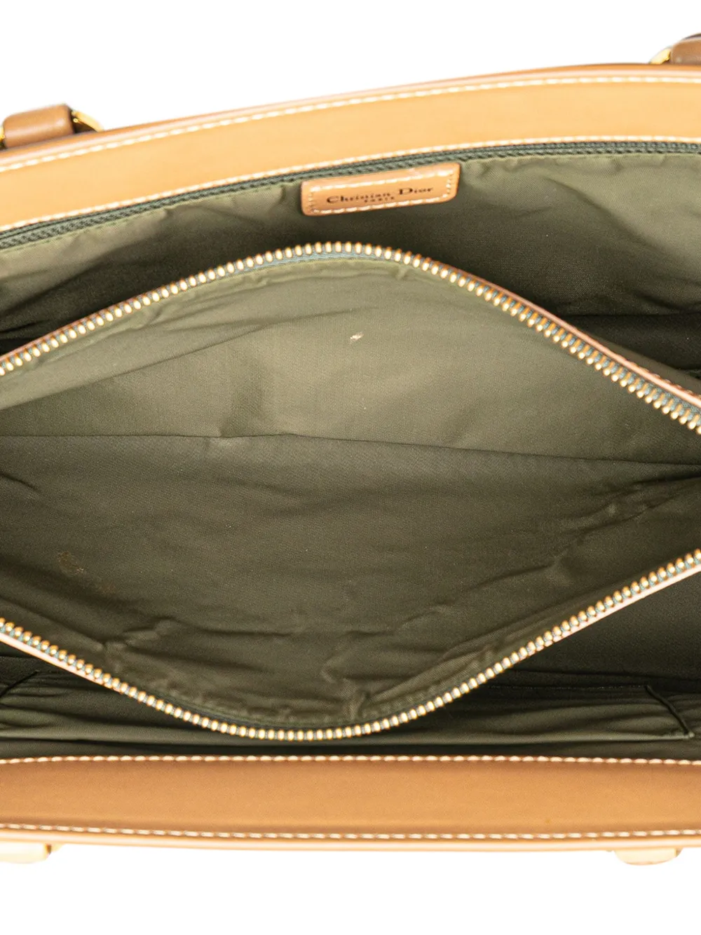 Pre-owned Dior 2002 Issimo Trotter Canvas Double Pocket Tote Bag In Green
