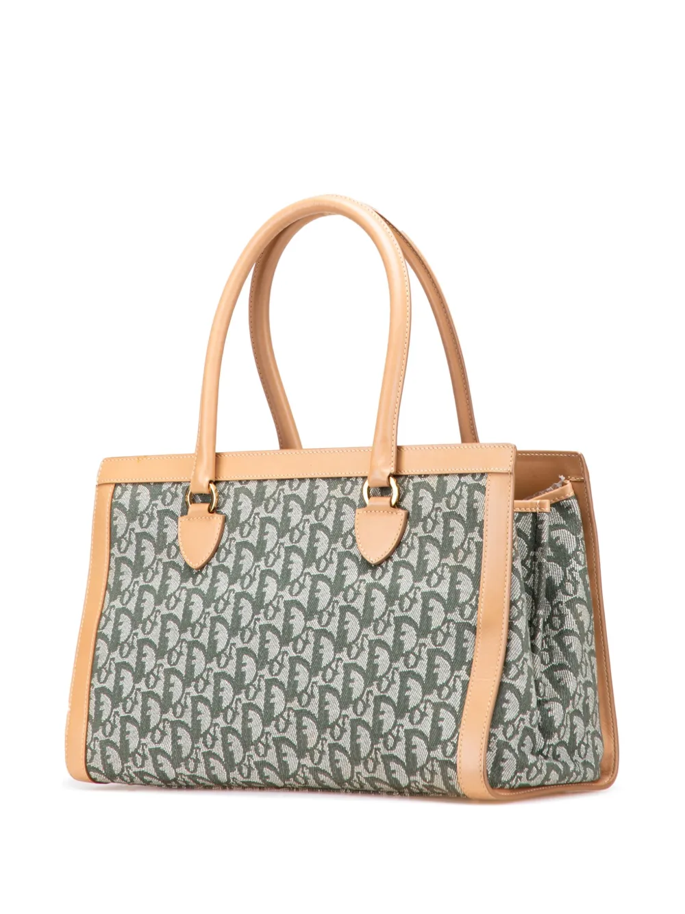 Pre-owned Dior 2002 Issimo Trotter Canvas Double Pocket Tote Bag In Green