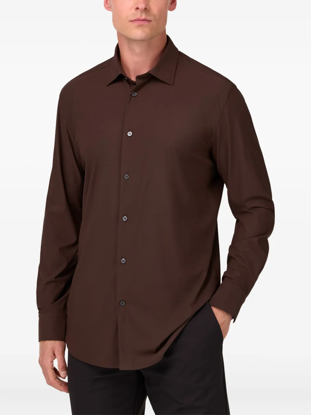 Boggi Milano tokyo-collar stretch-nylon shirt Bruin