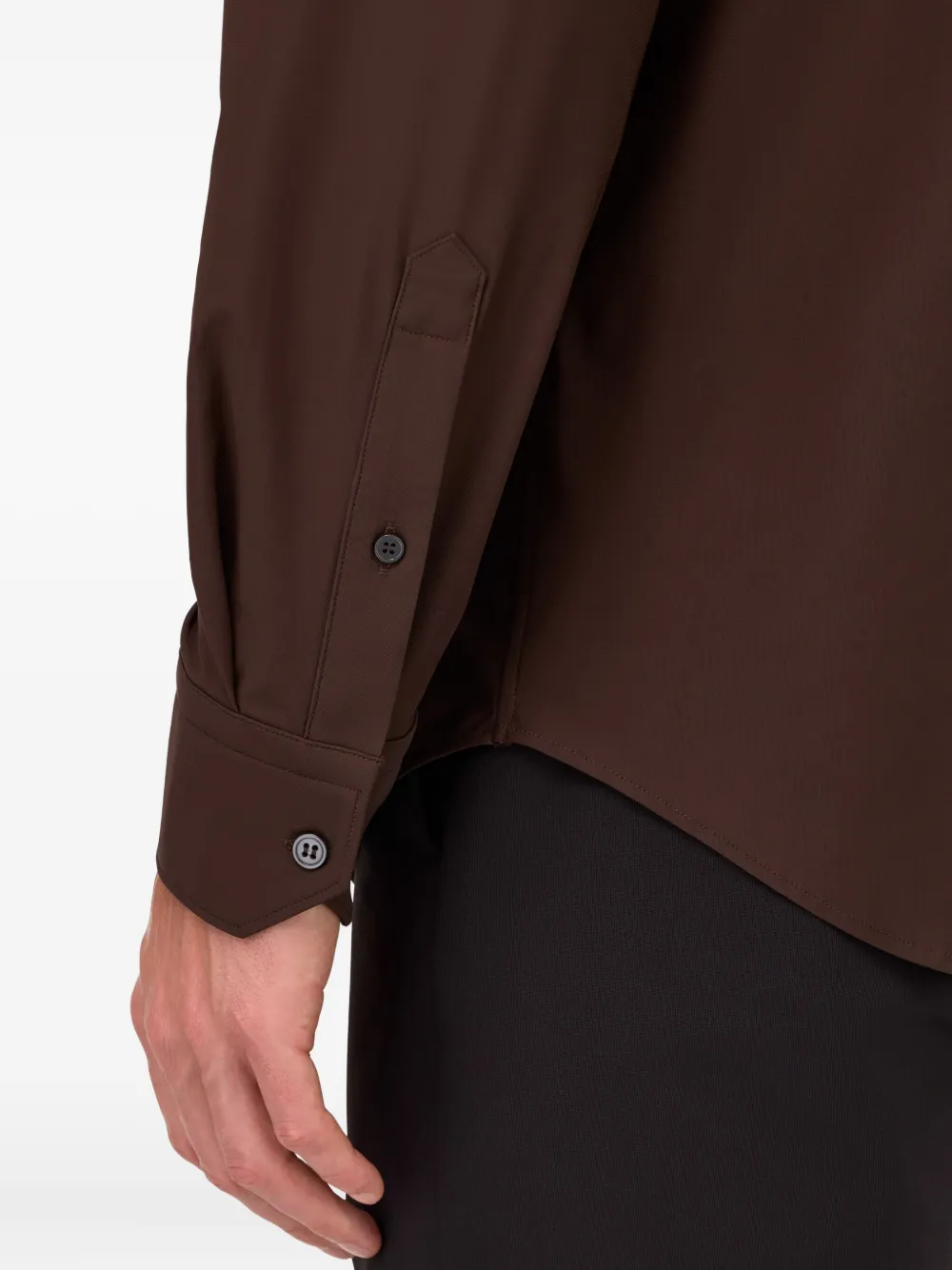 Boggi Milano tokyo-collar stretch-nylon shirt Bruin