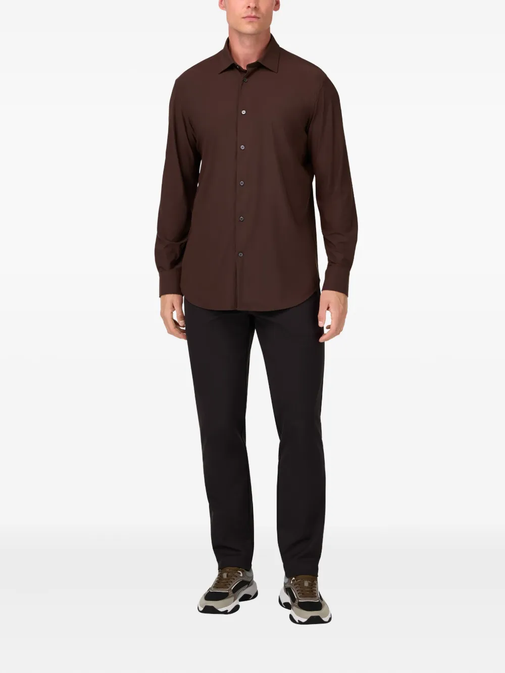 Boggi Milano tokyo-collar stretch-nylon shirt - Bruin